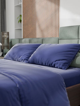 Постельное бельё 1.5-спальное «Этель», тенсель, синее