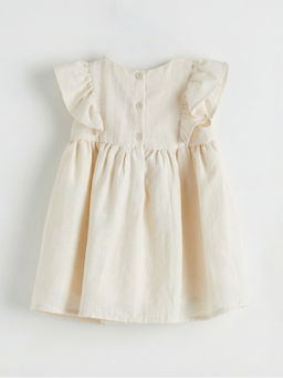 Kare Yaka F?rf?r Detayl? K?z Bebek Elbise