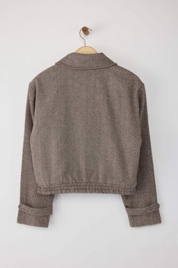 Kahverengi Bal?ks?rt? Desenli Oversize Kal?p Bomber Ince Ceket Mont TWOAW26MO00129 - Trendyolmilla фото 7