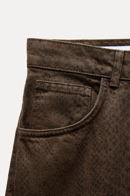 RELAXED OVERSIZE TAPERED ANIMAL PRINT HIGH-WAIST TRF JEANS - Zara фото 9