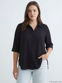 G?mlek Yaka Saten Bluz