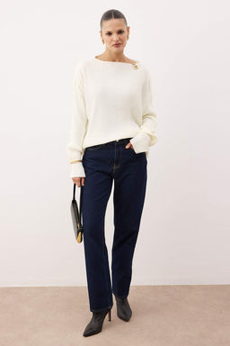 Siyah Dik Yaka Aksesuar Detayl? Triko Kazak TWOAW26KZ00203 - Trendyolmilla фото 7