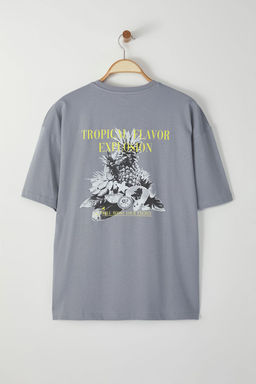TRENDYOL MAN Gri Oversize/Genis Kesim Meyve S?rt Bask?l? %100 Pamuk T-Shirt TMNSS25TS00052 - Trendyolmilla фото 11