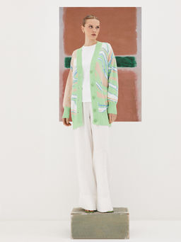 Кардиган с жаккардом из хлопка 421.140109/Белый