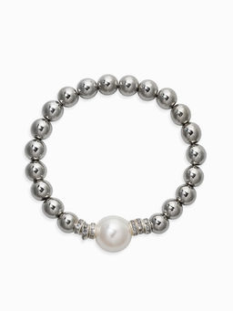 Браслет "Стильный жемчуг" (набор 5шт), №8/16, цвет белый в серебре