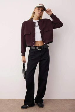 Siyah Premium Bomber Crop Dokuma Ceket TWOAW24CE00047 - Trendyolmilla фото 21