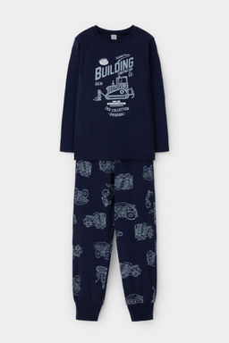 К 1606/морской синий,дорожная техника пижама д/дет яс