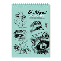 Скетчпад А4 210х290 мм, 40 л, блок - белый офсет, серый офсет 80 г/м?, арт. 62768 ЕНОТ-ПОЛОСКУН /обложка полноцветная печать, твёрдый переплёт, гребень по короткой стороне, матовая ламинация,