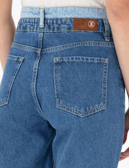 Koyu _ndigo Mom High Waist Fit Jean Pantolon