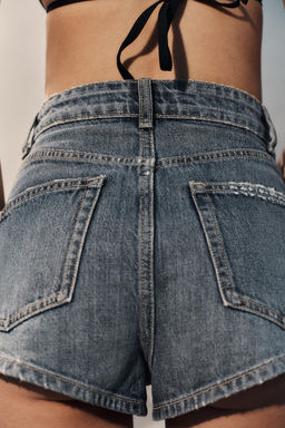 SHORTS MINI DENIM TRF CURVED TIRO ALTO / Azul - Zara фото 6