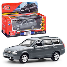 Машина металл LADA PRIORA длина 12 см, двери,багаж,инерц,темно-серый, в кор.