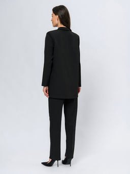 Жакет черного цвета с отложным воротником и длинными рукавами - 1001dress фото 3