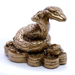 Змея с жезлом здоровья и жабой оберег на процветание и защиту 5-6 cm