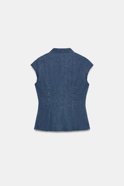 TOP EFECTO DENIM BOTONES / Azul - Zara фото 4