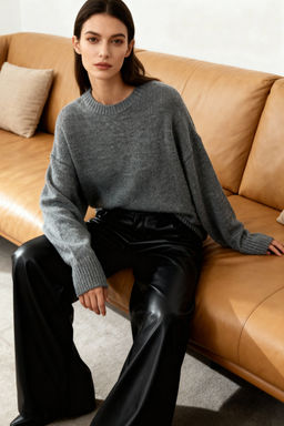 Antrasit Genis Kal?p Yumusak Dokulu Triko Kazak TWOAW25KZ00168