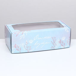 Цена за 5 шт. Коробка самосборная, с окном, Цветочные кружева 16 х 35 х 12 см