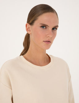 Ekru Oversize Yumu_ak Dokulu Sweatshirt