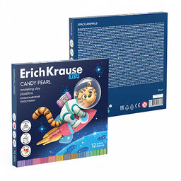 АКЦИЯ Цена за 1 шт. Пластилин классический ErichKrause Kids Space Animals Candy Pearl 12 цветов со стеком, 216 г (в коробке 12 шт)  фото 4