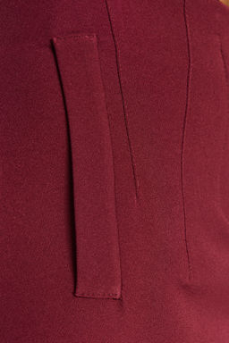 Koyu Bordo Cigarette Kal?p Pensli Yuksek Bel Bilek Boy Dokuma Kumas Pantolon TWOSS20PL0515