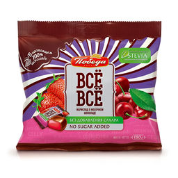 Конфеты желейные в ш-де "ВСЁ-ВСЁ" со вкусами вишни и клубники-земляники без сахара 180 гр