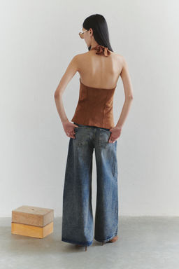 Trendyolmilla Limited Edition Kahverengi Regular Halter Yaka Boyundan Baglamal? Yelek TWOSS25YE00079 фото 3