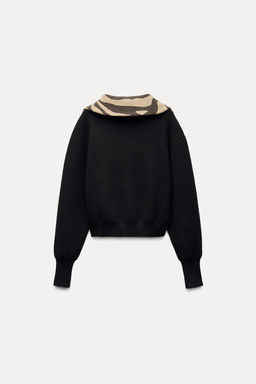 ANIMAL PRINT JACQUARD COLLAR SWEATER - Zara фото 7