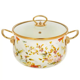 Кастрюля эмал сталь, 4 л, крышка стекло, Цветущий сад, Y4-11360 индукция (513816)