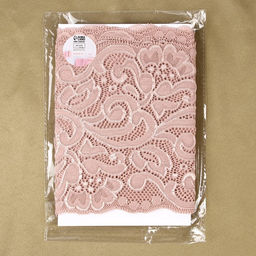 Кружевная эластичная ткань, 170 мм, 2.7±0.5 м, розово-бежевая