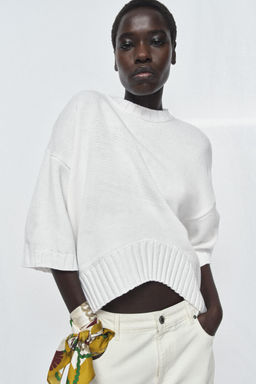 KNIT SHORT SLEEVE JUMPER WITH ASYMMETRIC HEM - Zara фото 8