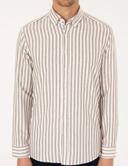 Kahverengi Regular Fit _izgili Uzun Kollu G_mlek - Pierre cardin фото 6