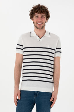Erkek Slim Fit Polo Yaka Beyaz Ti__rt