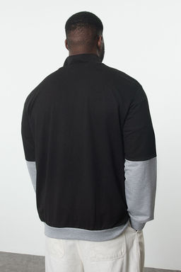 TRENDYOL MAN Buyuk Beden Gri Regular Fit Panelli Uzun Kollu Hakim Yaka Fermuarl? Sweatshirt TMNAW25AO00016 - Trendyolmilla фото 5