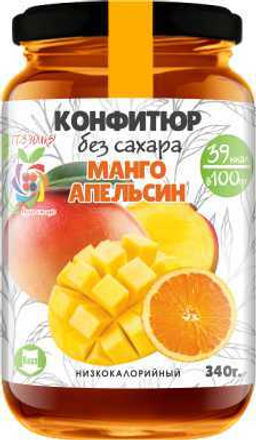 Низкокалорийный Конфитюр МАНГО + АПЕЛЬСИН / без сахара / 340 г / ITS YOURS