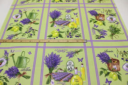 Рогожка Средиземноморский прованс на салатовом, ш.1.5м, хлопок-100%, 160гр/м.кв, раппорт 64см - Купава фото 2