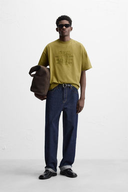 EMBROIDERED SLOGAN T-SHIRT