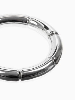 Браслет пластик на резинке "Стиль" гладкий, цвет серебро