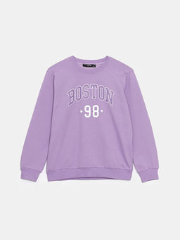 Bisiklet Yaka Bask?l? K?z ?ocuk Sweatshirt