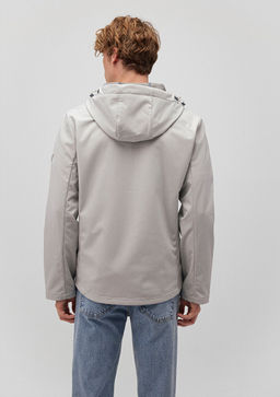 Kapusonlu Gri Ceket - Mavi фото 4