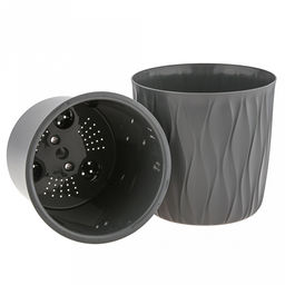 Горшок для цветов пластмассовый Desert 2,3л, д15,7см, h15,2см, дренажная вставка, серый (Россия) - Домашняя мода фото 5