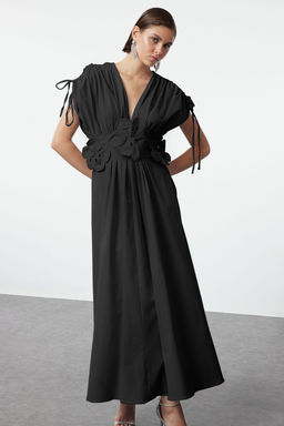 Trendyolmilla Ac?k Mavi 3 Boyutlu Cicek Detayl? Poplin S?k Abiye Gece Mezuniyet Elbisesi TPRSS24EL00282  фото 2