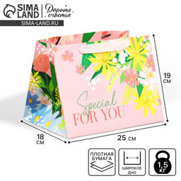 Пакет подарочный с широким дном, упаковка, Special for you, 25?19?18 см