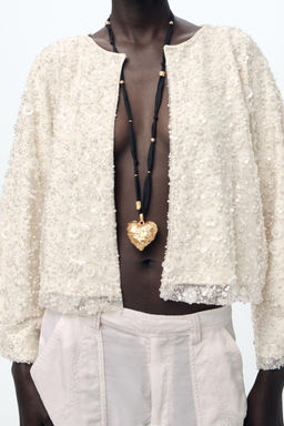 SEQUINNED BEADED CARDIGAN - Zara фото 6