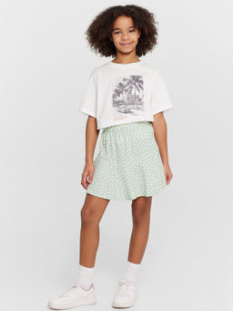 Шорты-юбка для девочек салатовая в горошек - Mark formelle фото 3