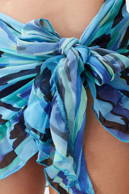 Soyut Desenli Dokuma F?rf?rl? Plaj Mini Pareo TBESS23PR00008