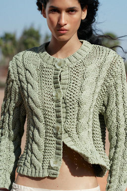 FLORAL BUTTON KNIT CARDIGAN - Zara фото 8