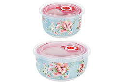 Набор 2 салатников 560 мл 13*13*6,5 см + 260 мл 10,5*10,5*6 см Яблоневый цвет на голубом без зол.к - Elan gallery фото 5