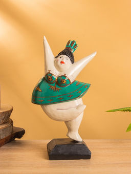 Фигурка на подставке «Балерина», 14×8×25 см, дерево, зелёная