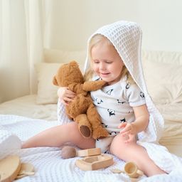 Полотенце уголок вафельное Крошка Я Boho 120х120 см, цвет белый, 100% хлопок, 290 г/м2  фото 9