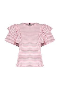TRENDYOLMILLA Siyah Kollar? F?rf?rl? Regular/Normal Kal?p Cizgili Bisiklet Yaka Orme T-Shirt TWOSS24TS00061 фото 15