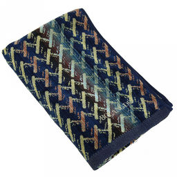 "Missoni-3002" Полотенце махровое 70х140см, плотность 375гр/м2, 100% хлопок, велюр, синий, Bolangde (Китай)